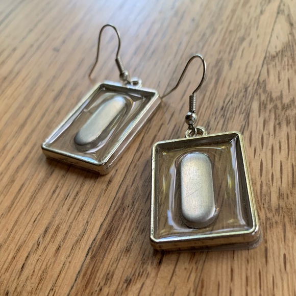 Hand crafted metal and resin earrings - Picture 3 of 4